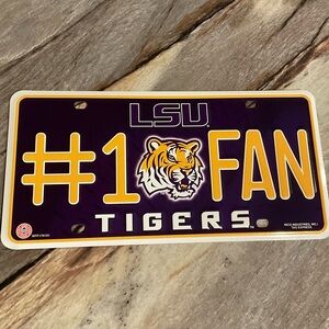 LSU Tigers #1 Fan Standard Size Metal License Plate - New